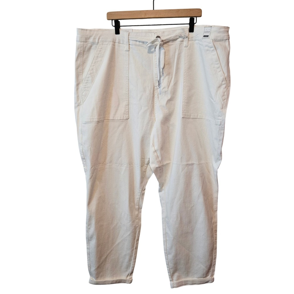 Judy Blue White High Waist Drawstring Utility Pants White Plus Size 24W Casual